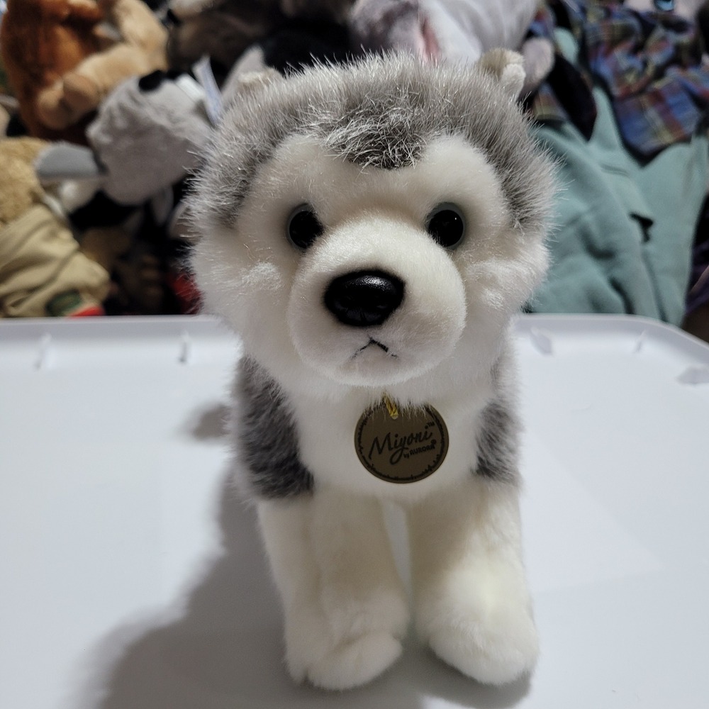 Aurora Miyoni Siberian Husky Puppy Plush Stuffed Animal Gray White Dog 26233